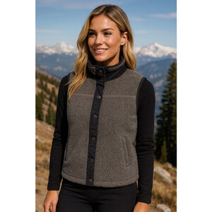 Natural Reflections Sherpa Fleece Vest Gray Snap Button S Preppy Classic Camping